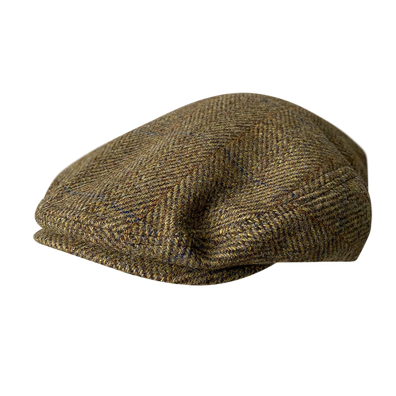 Newsboy Cap Ivy - Boné liso de lã cinza listrado