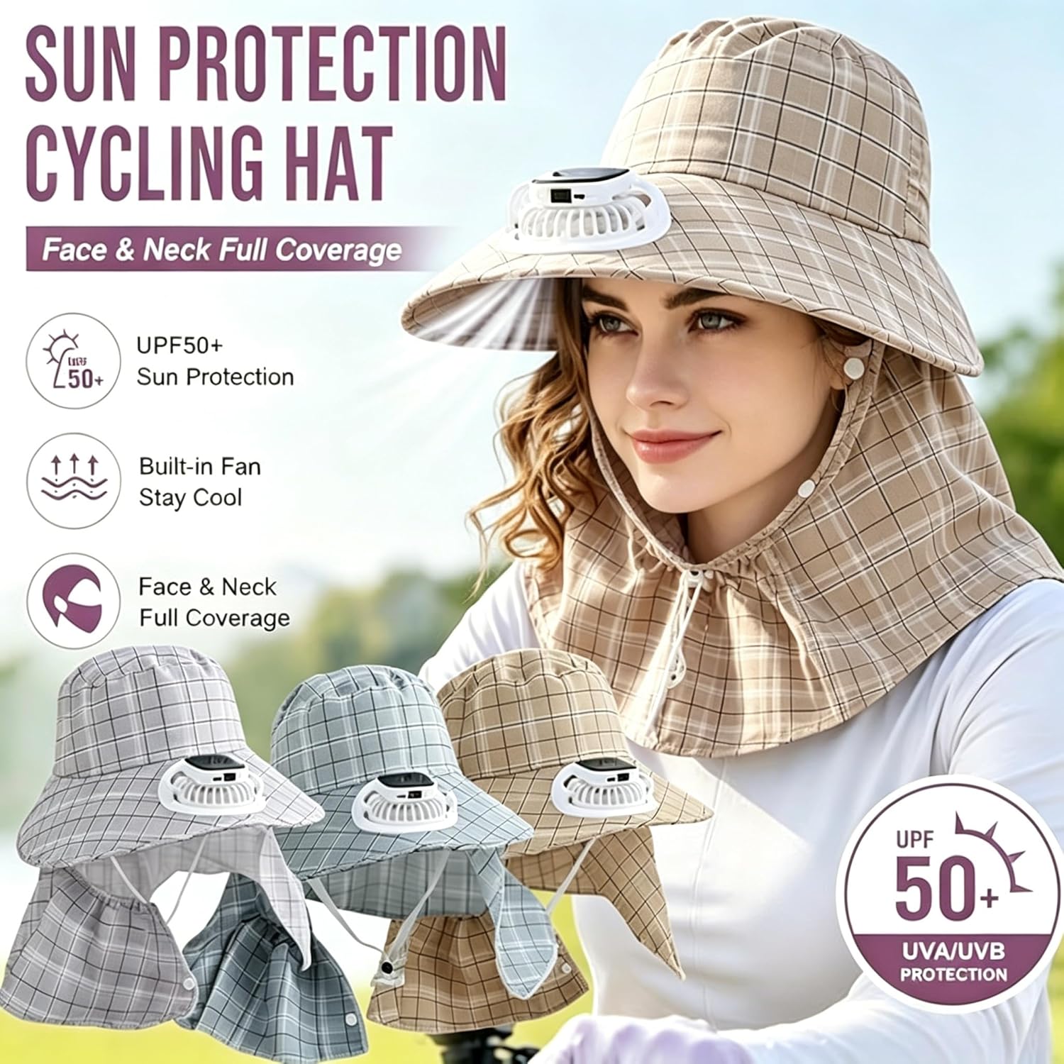 Visor Sun Hat - 1PC Chapéu com Ventilador Solar Recarregável
