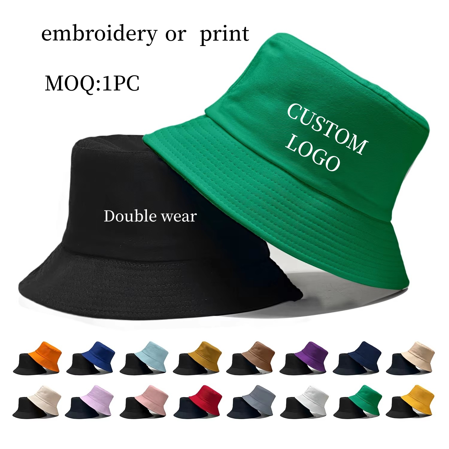 Bucket Hat Cotton - Boné de pescador dupla face com