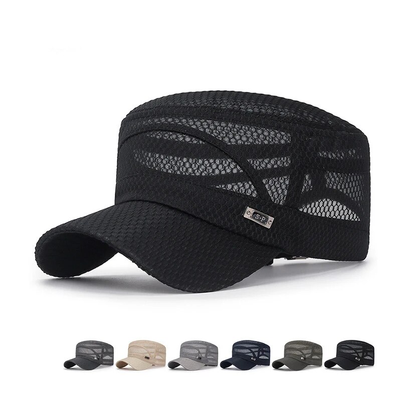Snapback Hat Flat - Novo Boné Plano Respirável com Tela