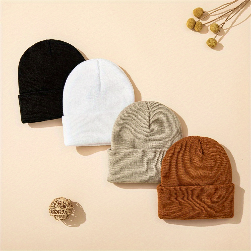 Beanie Cuffed Knit - 4 pçs chapéu de bebê malha