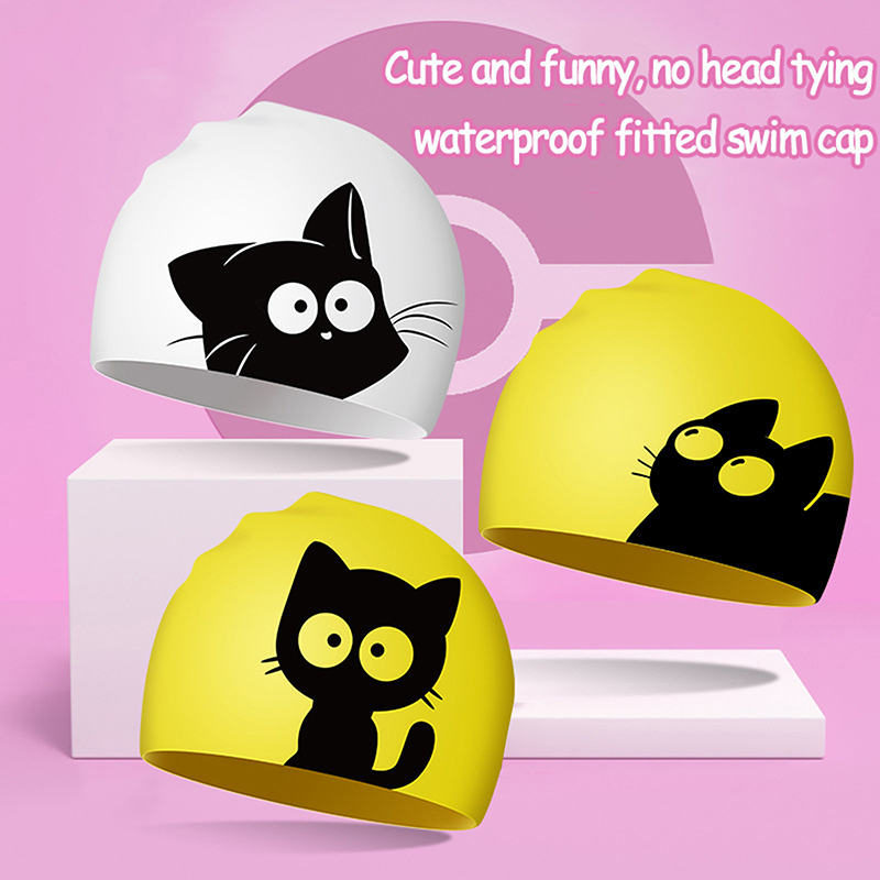 Touca de natação de gato fofo  - Swim Hat Silicone avaliação e preço